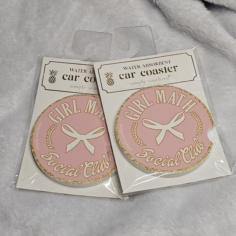 Simply Southern Girl Math Social Club Set Of 2 Car Coasters